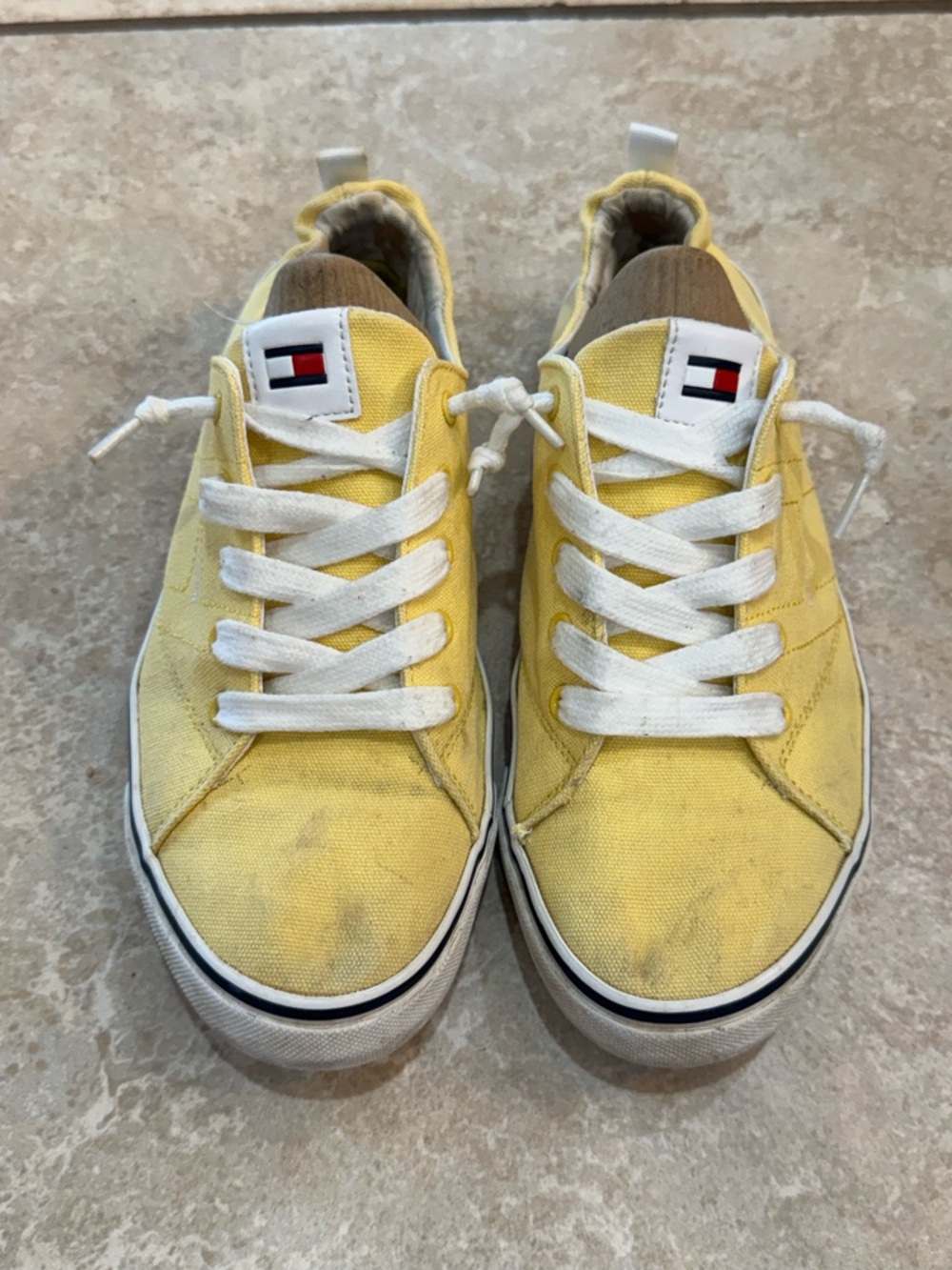 Tommy Hilfiger White and Red Logo Canvas Sneaker
